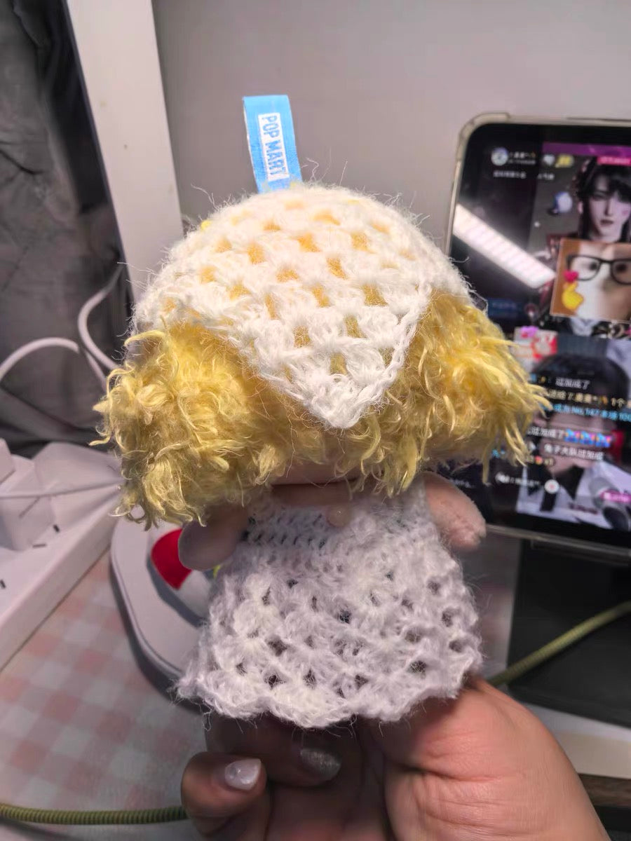 Handmade Pearl-Trimmed Crochet Bonnet & Top Set for Mini Dolls (Doll Not Included)