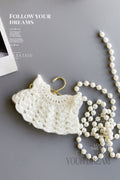 Handmade White Crochet Lace Dress for Dolls – Scalloped Hem Mini Dress