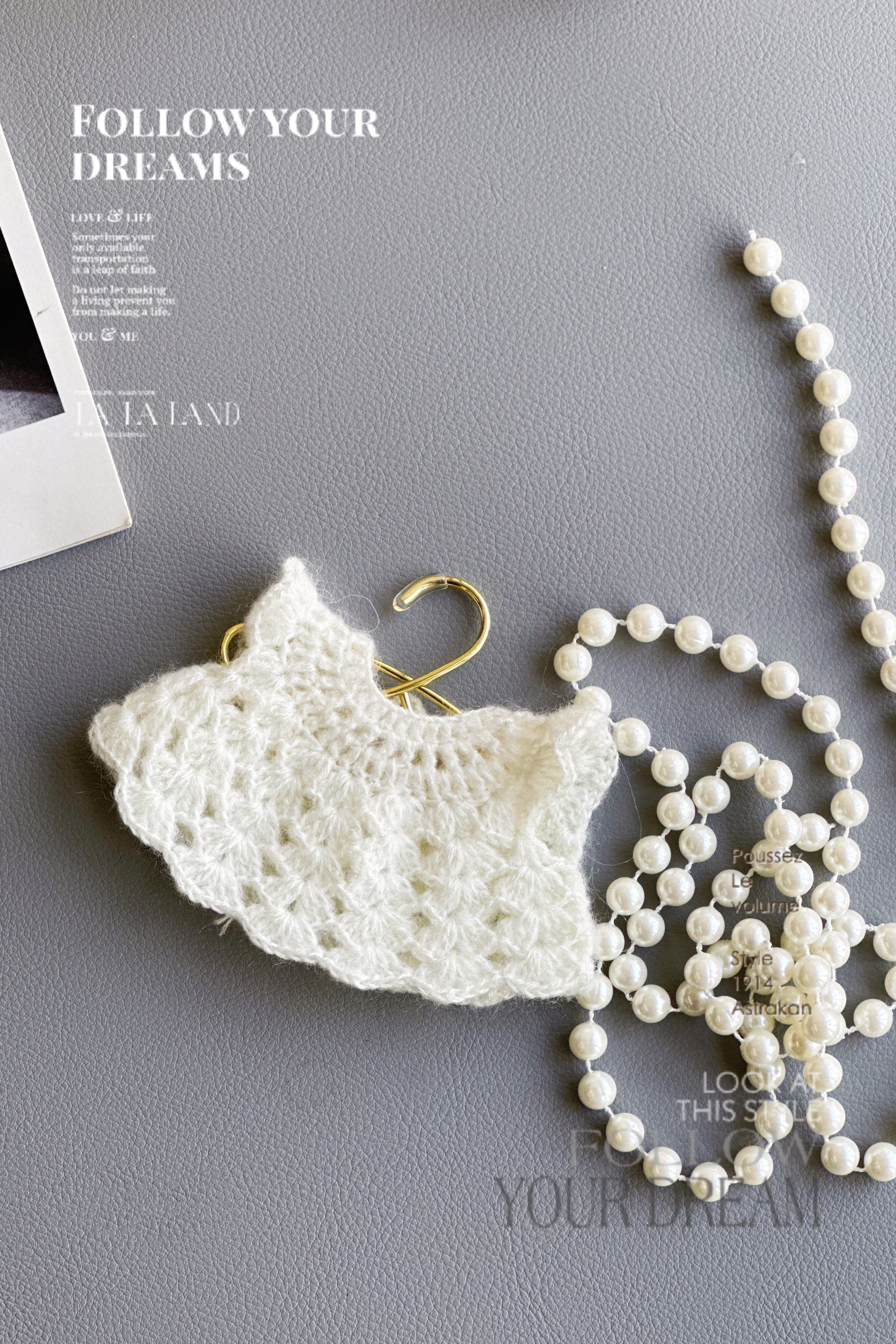 Handmade White Crochet Lace Dress for Dolls – Scalloped Hem Mini Dress