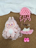Handmade Crochet Jellyfish Hat & Knit Outfit Set for Mini Dolls (Doll Not Included)