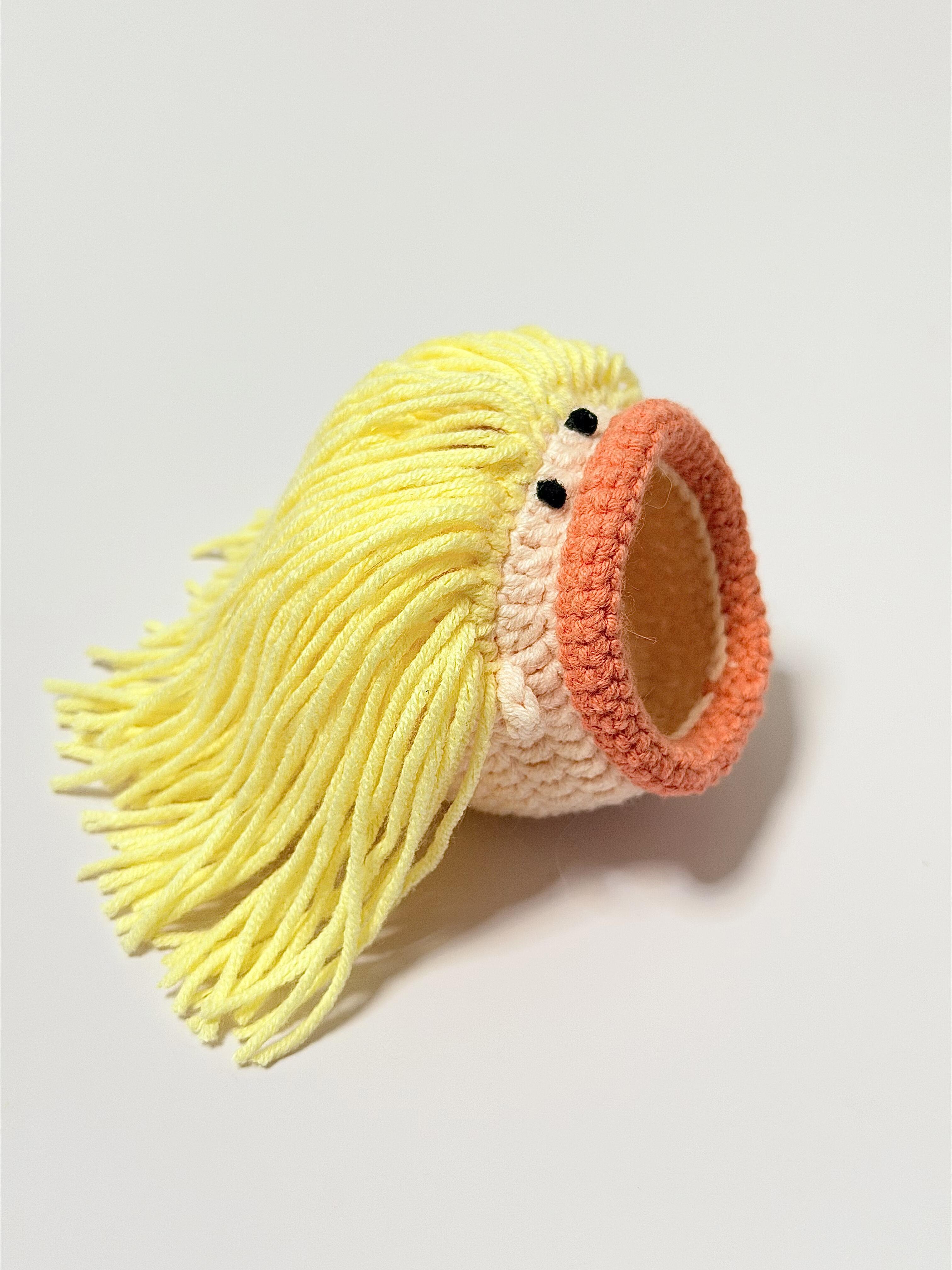 Handmade Crochet Doll Wig Hat for 199 Mini Doll – New & Old Version, Size L & S (Fluffy Yarn Hair Beanie)