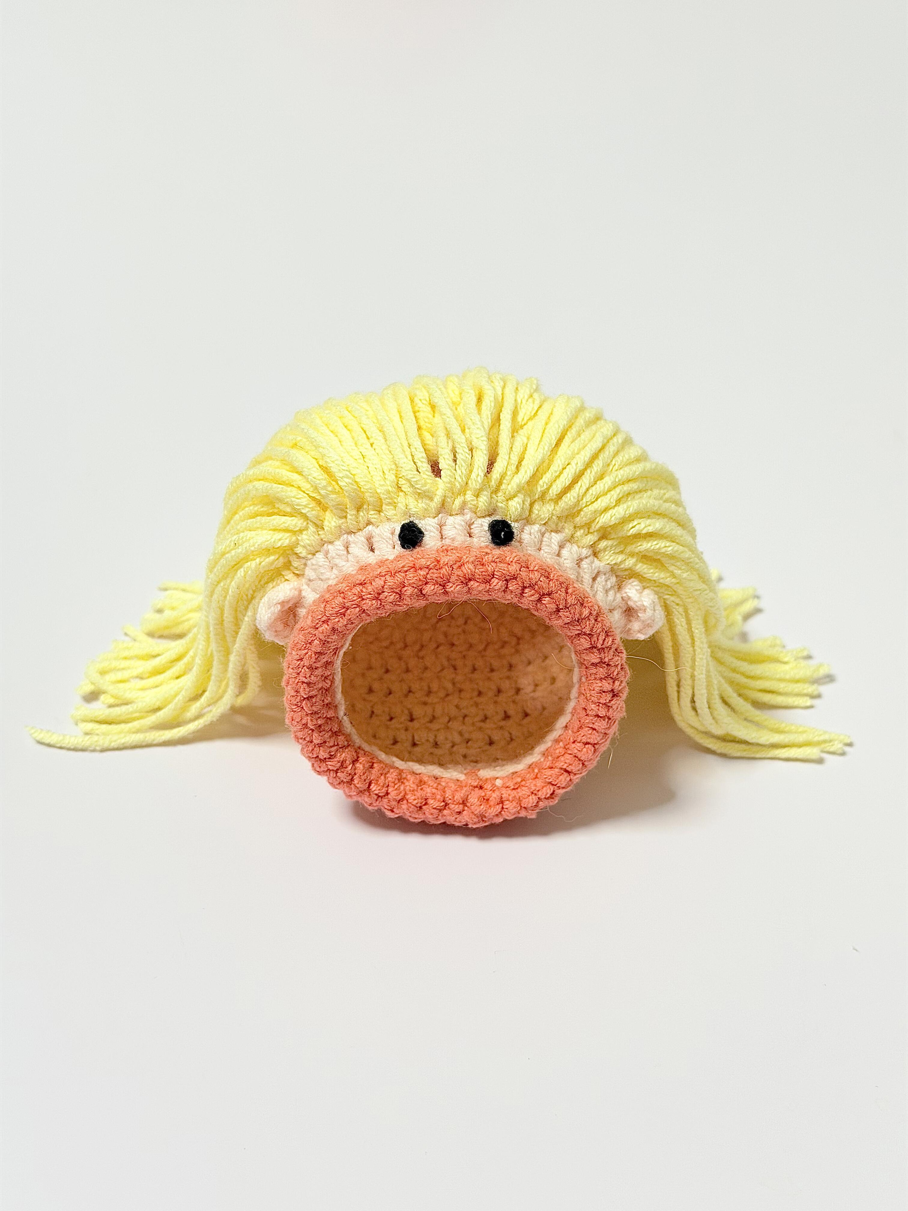 Handmade Crochet Doll Wig Hat for 199 Mini Doll – New & Old Version, Size L & S (Fluffy Yarn Hair Beanie)