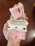 Hand-Knitted Bear in Pastel Rainbow Outfit & Bonnet | Handmade Cottagecore Plushie | 10–16cm Collectible Knit Teddy