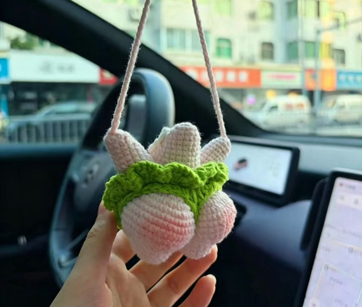 Handmade Crochet Patrick Star Keychain Charm, Funny Cute Amigurumi Bag Charm, Soft Knitted Kawaii Pendant, Novelty Gift