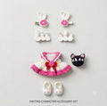 Handmade Crochet Sailor Moon Inspired Doll Outfit Set — Magical Girl Sailor Dress with Bunny Hair Clips, Black Cat & Shoes