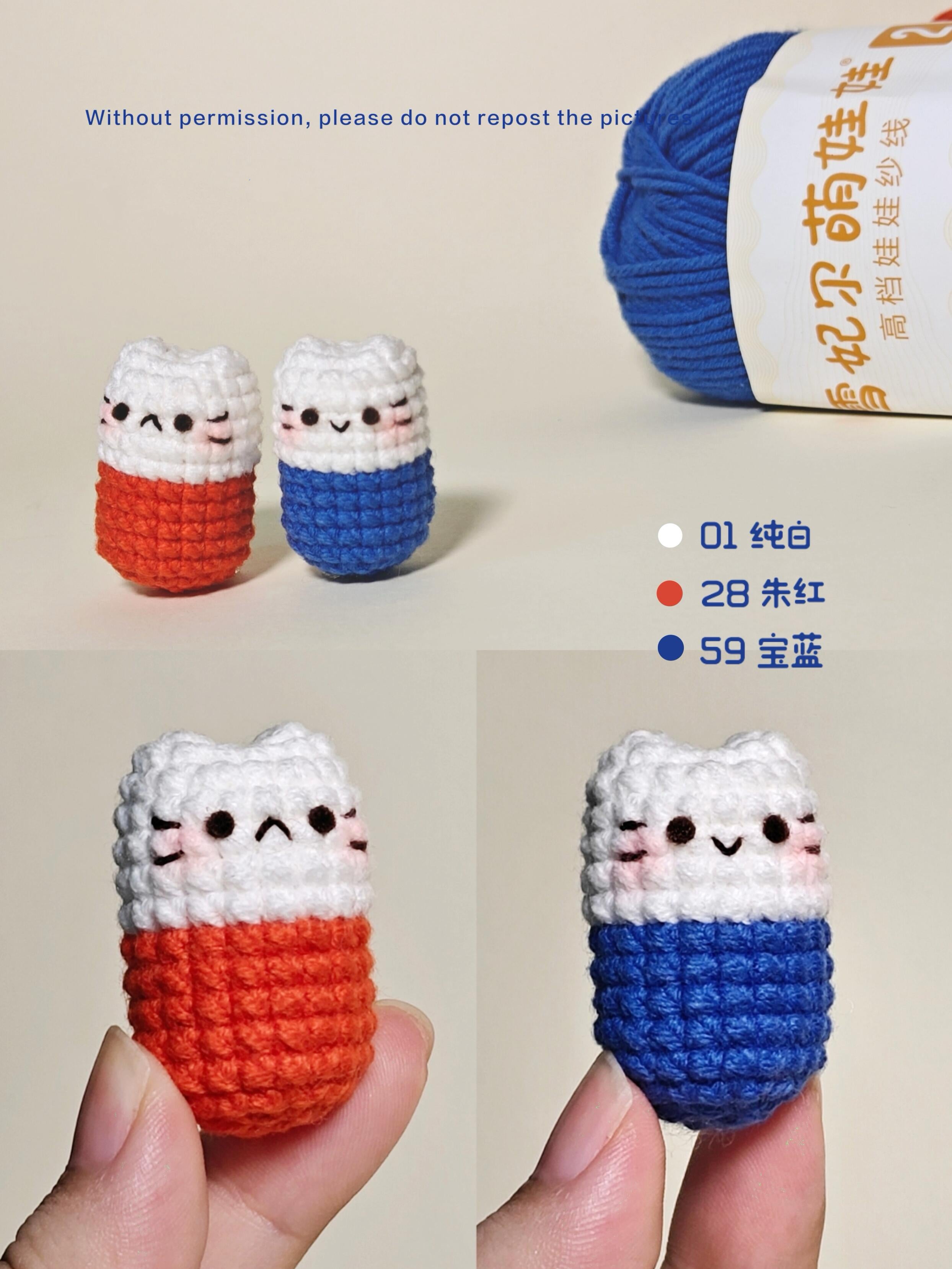 Handmade Crochet Cat Pill Box | Cute Kitty Mini Storage Container | Portable Pill/Jewelry Case (Blue/Orange)