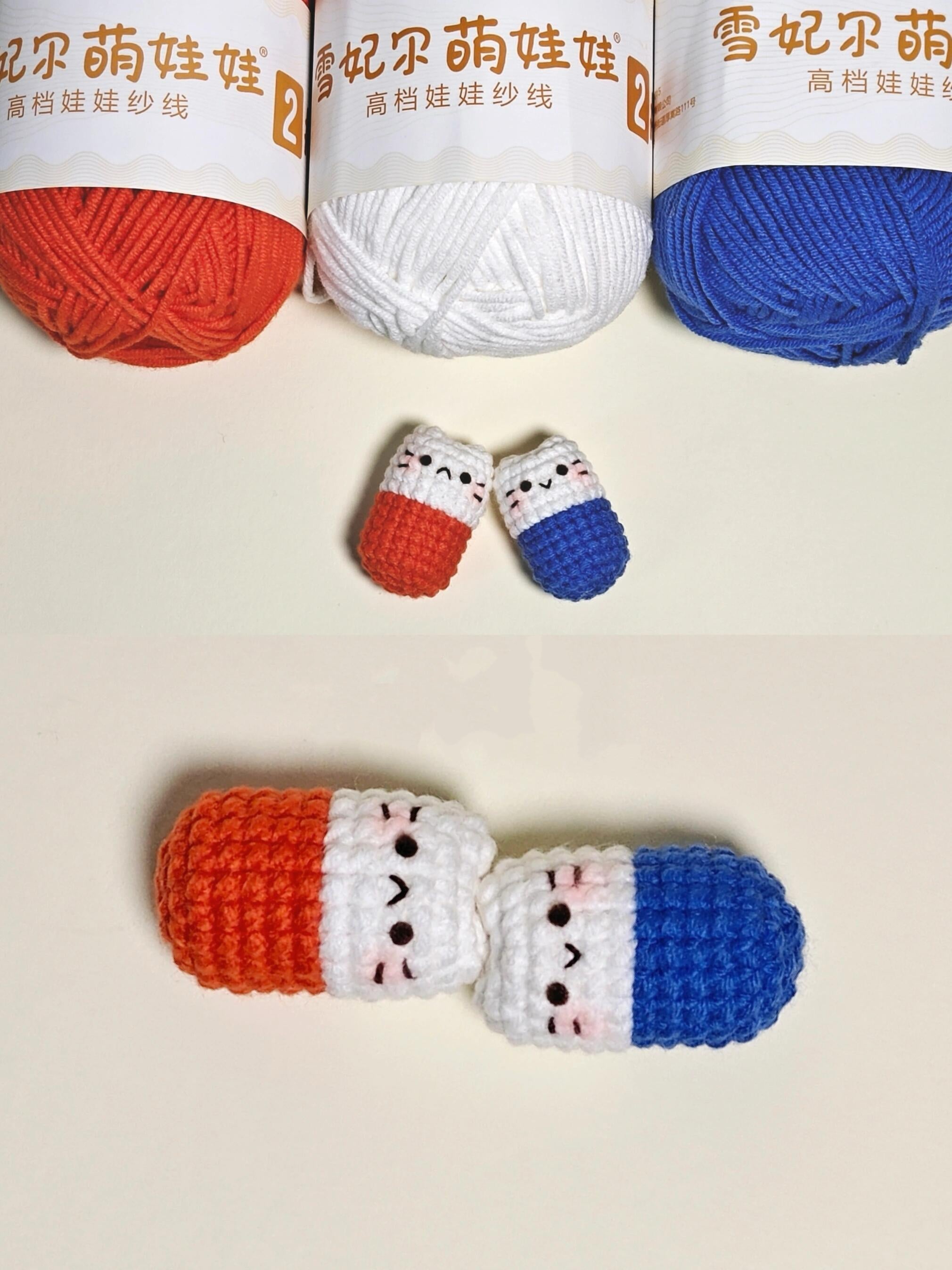 Handmade Crochet Cat Pill Box | Cute Kitty Mini Storage Container | Portable Pill/Jewelry Case (Blue/Orange)