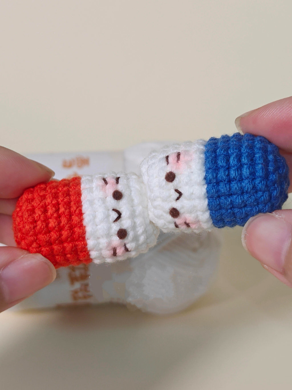 Handmade Crochet Cat Pill Box | Cute Kitty Mini Storage Container | Portable Pill/Jewelry Case (Blue/Orange)
