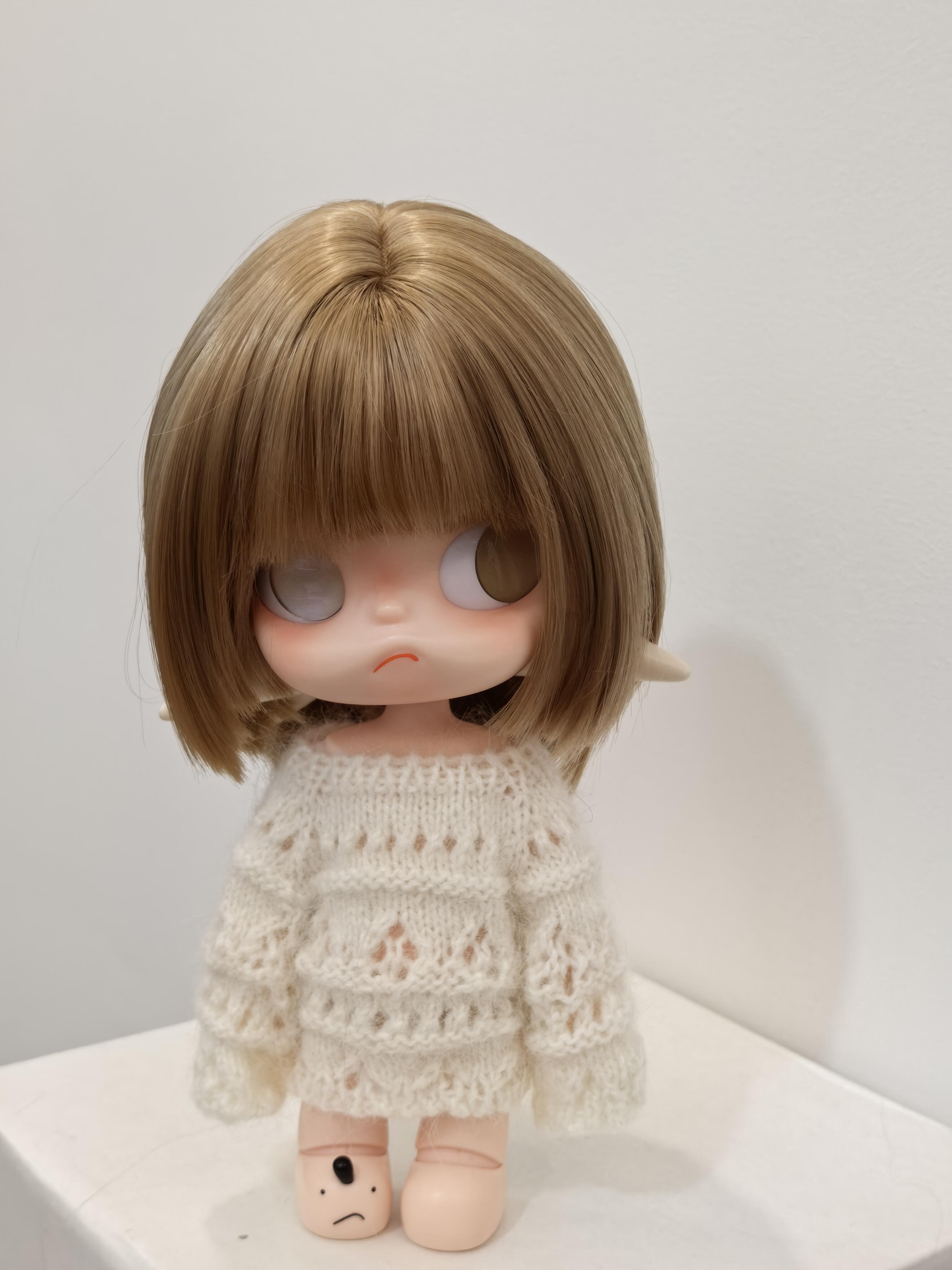 Handmade Crochet Lace Doll Sweater | Fits BJD/Blythe-Size Dolls | Cream White Vintage Knit Sweater