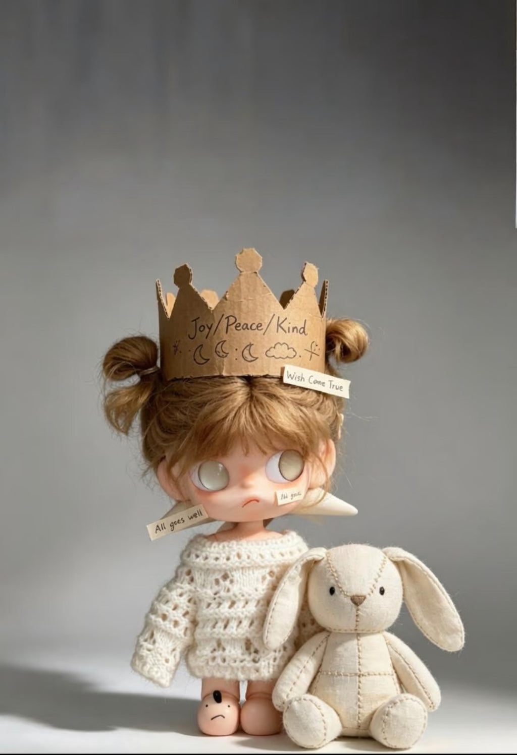 Handmade Crochet Lace Doll Sweater | Fits BJD/Blythe-Size Dolls | Cream White Vintage Knit Sweater