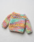 Handmade Crochet Rainbow Mohair Doll Sweater | Pastel Marled Knit Sweater for BJD/Blythe Dolls