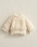 Handmade Crochet Fringe Mohair Doll Sweater | Cream Tassel Hem Knit Sweater for BJD/Blythe Dolls