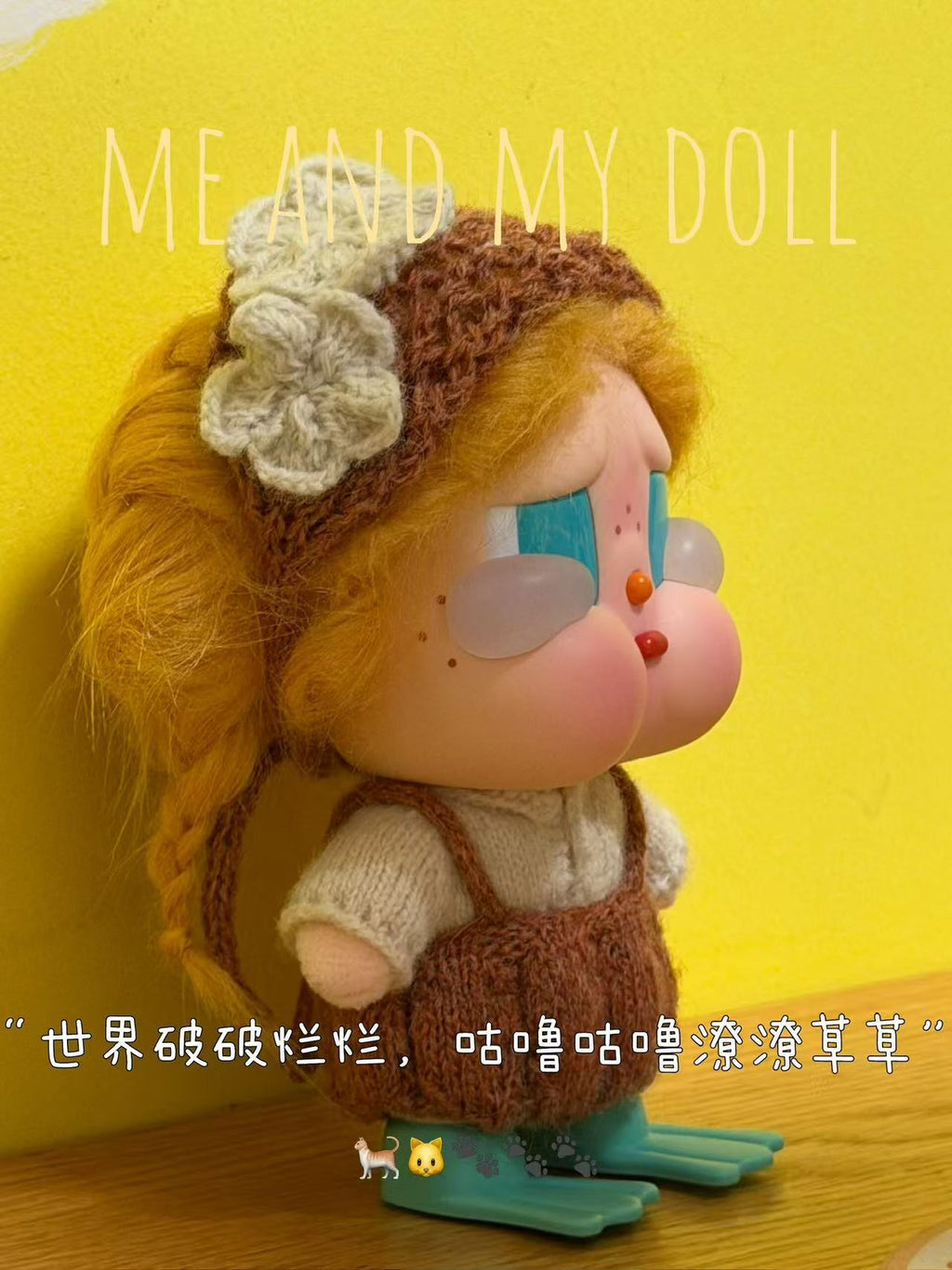 ⁠Handmade Knit Doll Clothes Set - Vintage Suspender Skirt, Knit Shirt & Flower Headband Outfits for 15cm Plush Dolls, Cute Healing Doll Dress Up Accessories Gift⁠