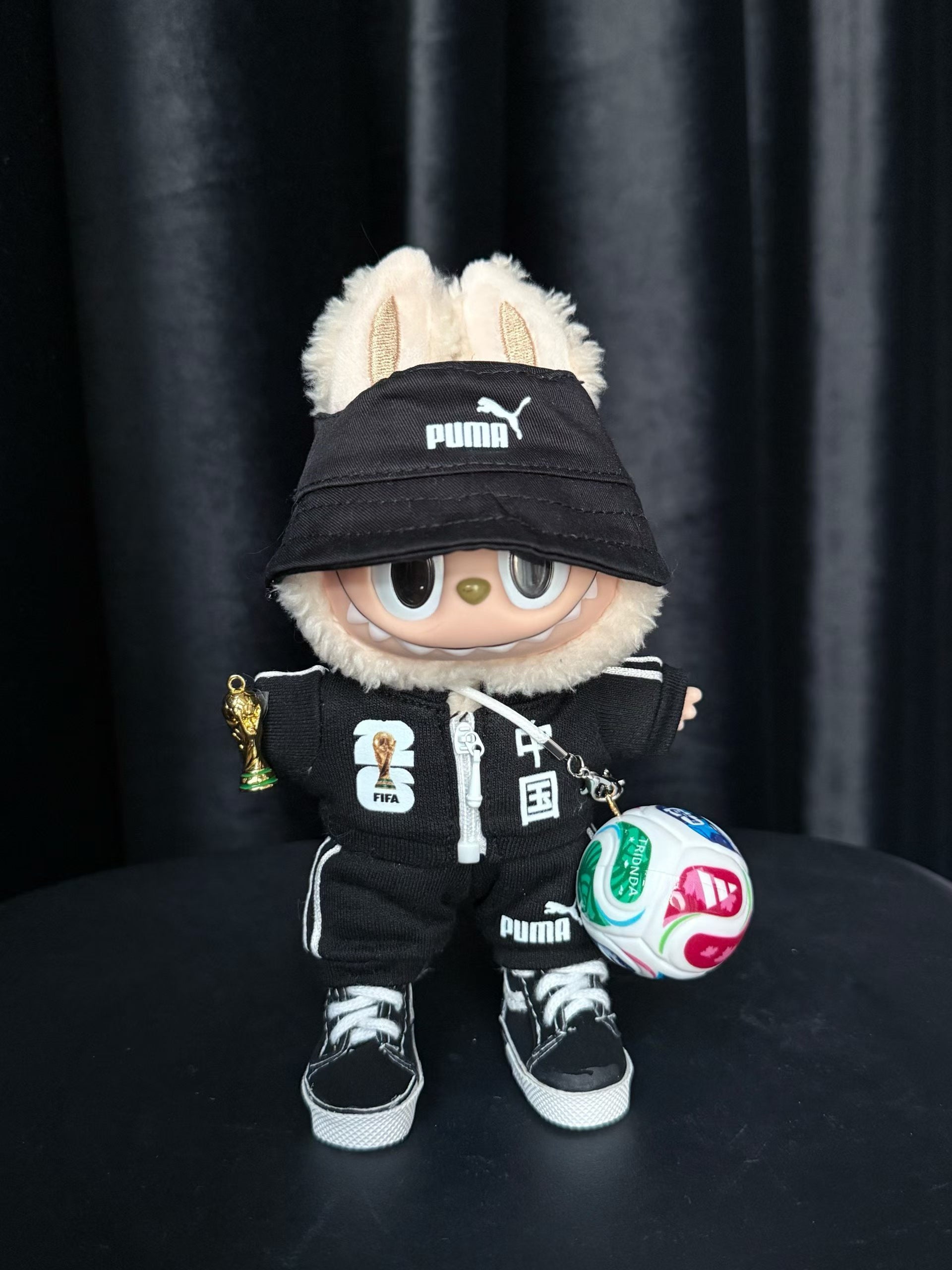 World Cup Style 17cm Doll Clothes Set - 4-Piece Soccer Outfit with Jersey, Cap, Shorts & Ball Bag for designer toy & art toy doll