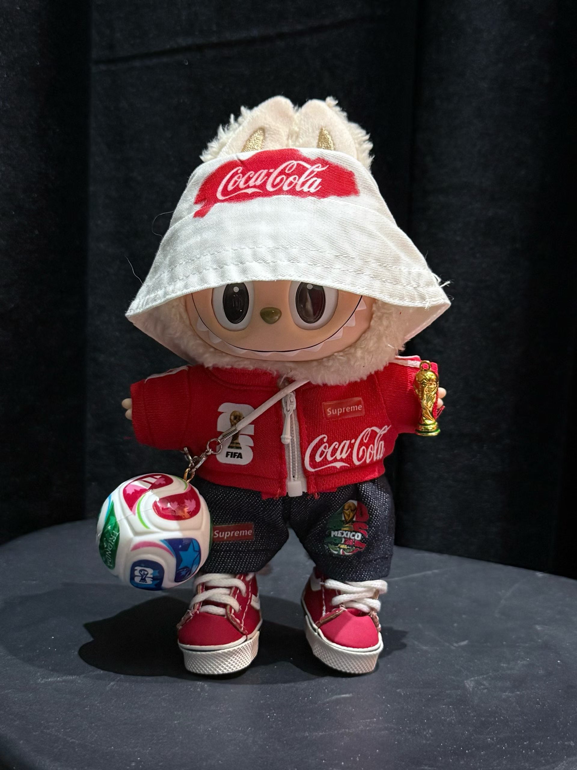World Cup Style 17cm Doll Clothes Set - 4-Piece Soccer Outfit with Jersey, Cap, Shorts & Ball Bag for designer toy & art toy doll