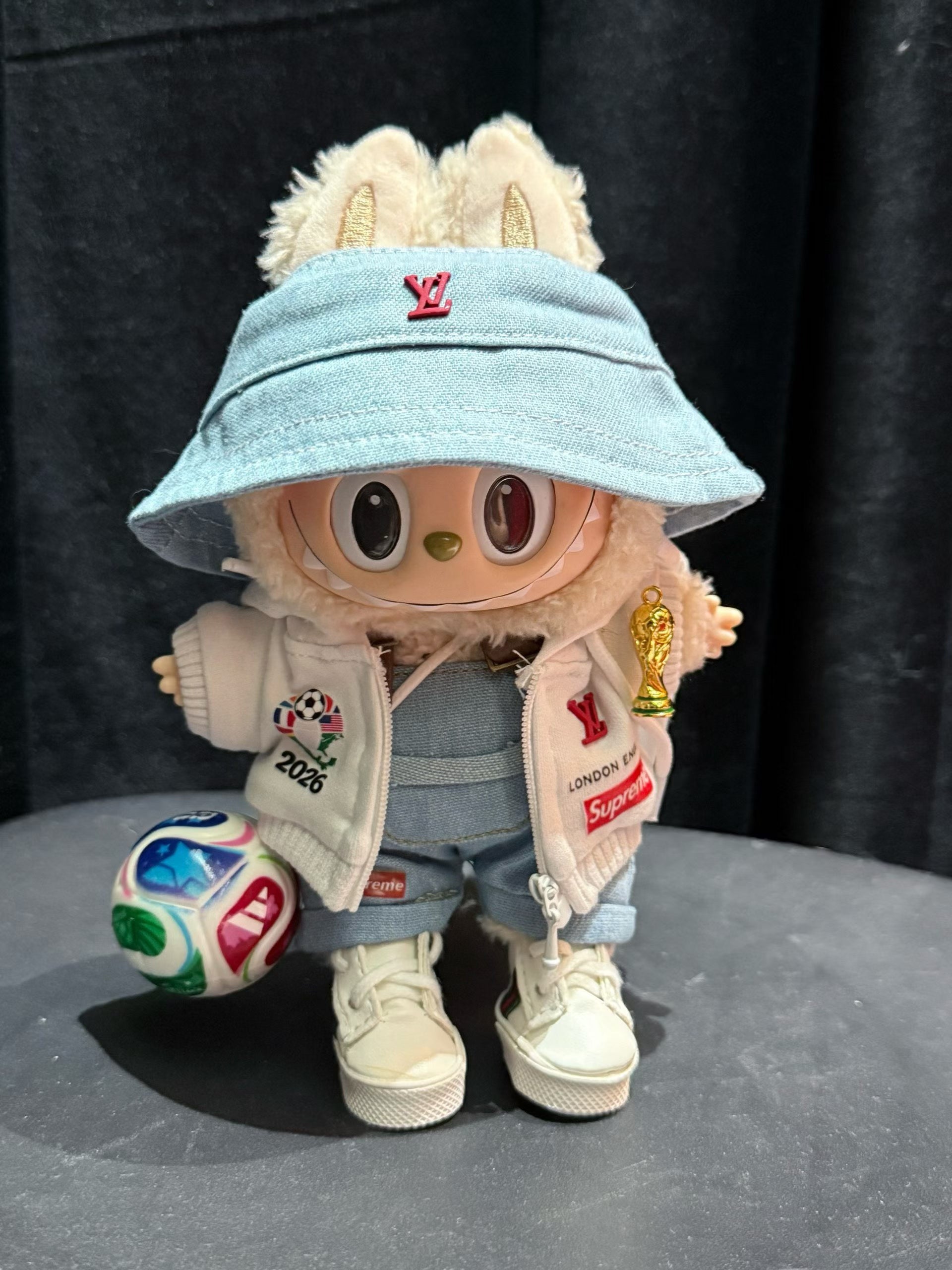 World Cup Style 17cm Doll Clothes Set - 4-Piece Soccer Outfit with Jersey, Cap, Shorts & Ball Bag for designer toy & art toy doll