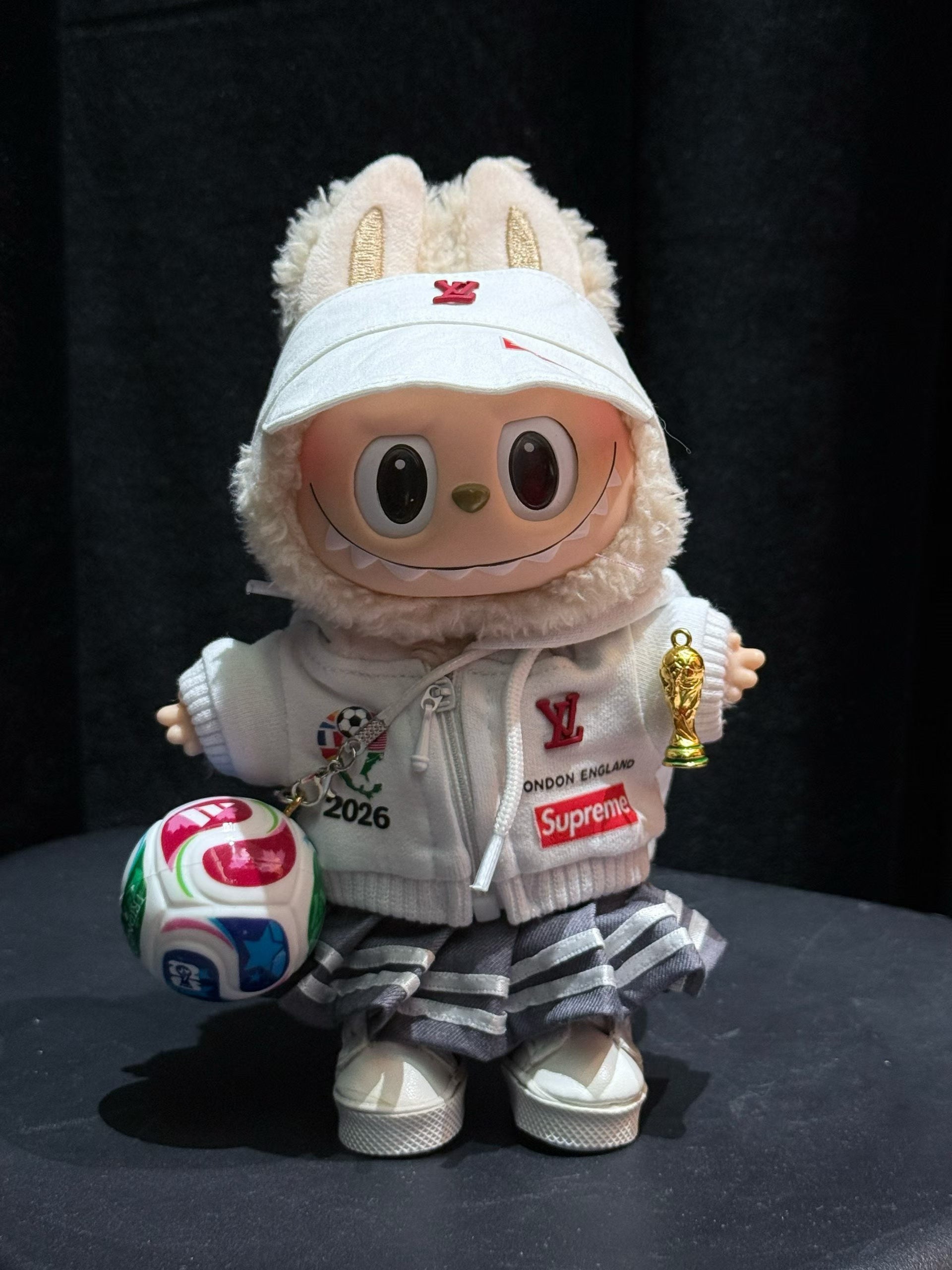 World Cup Style 17cm Doll Clothes Set - 4-Piece Soccer Outfit with Jersey, Cap, Shorts & Ball Bag for designer toy & art toy doll