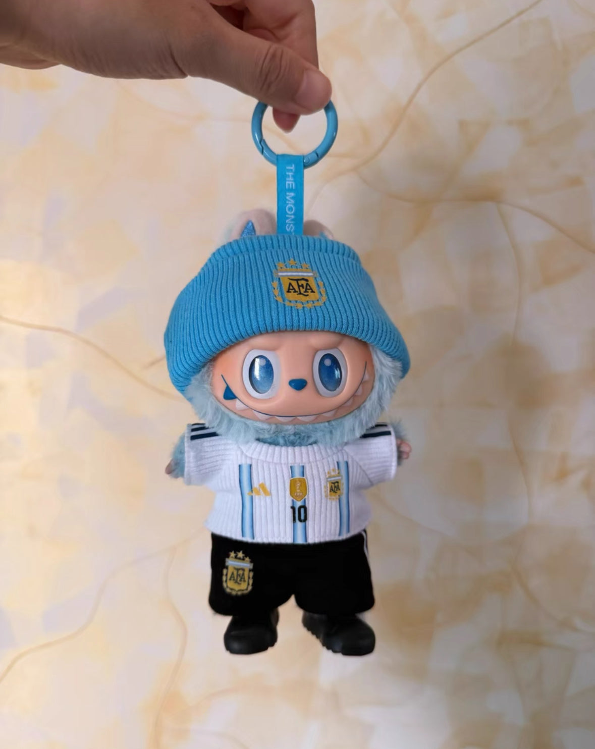 17cm Doll Clothes Set - Argentina Soccer Jersey Outfit with Headset, Glasses, Beanie, Shirt, Shorts & Shoes | Fits art doll