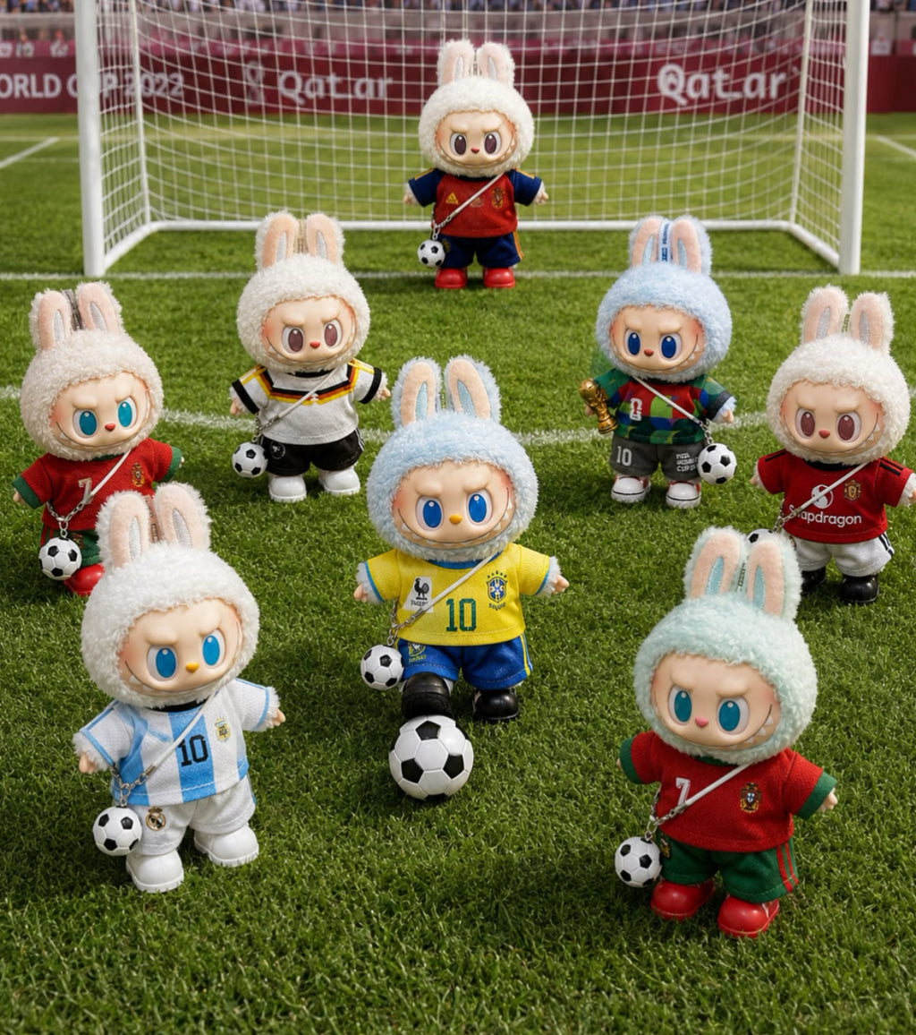 World Cup 2026 Doll Outfit Set — Jersey + Pants + Shoes + Ball | Fits 17cm Labubu & Art Toy Dolls