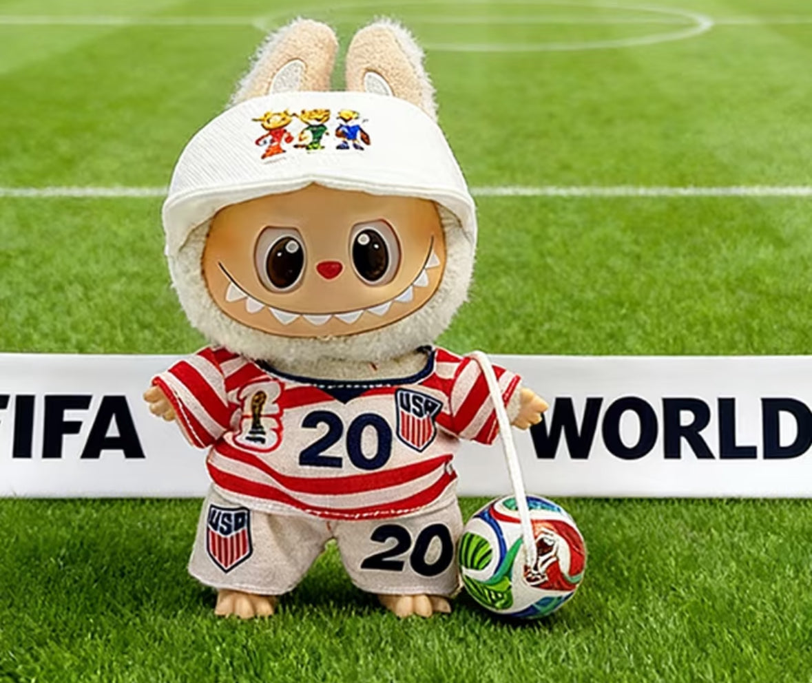 World Cup 2026 Doll Outfit Set — Jersey + Pants + Shoes + Ball | Fits 17cm Labubu & Art Toy Dolls
